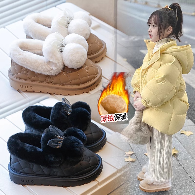 回力瑞女童雪地靴冬季2023新款儿童加绒加厚棉鞋女孩防水大棉鞋子