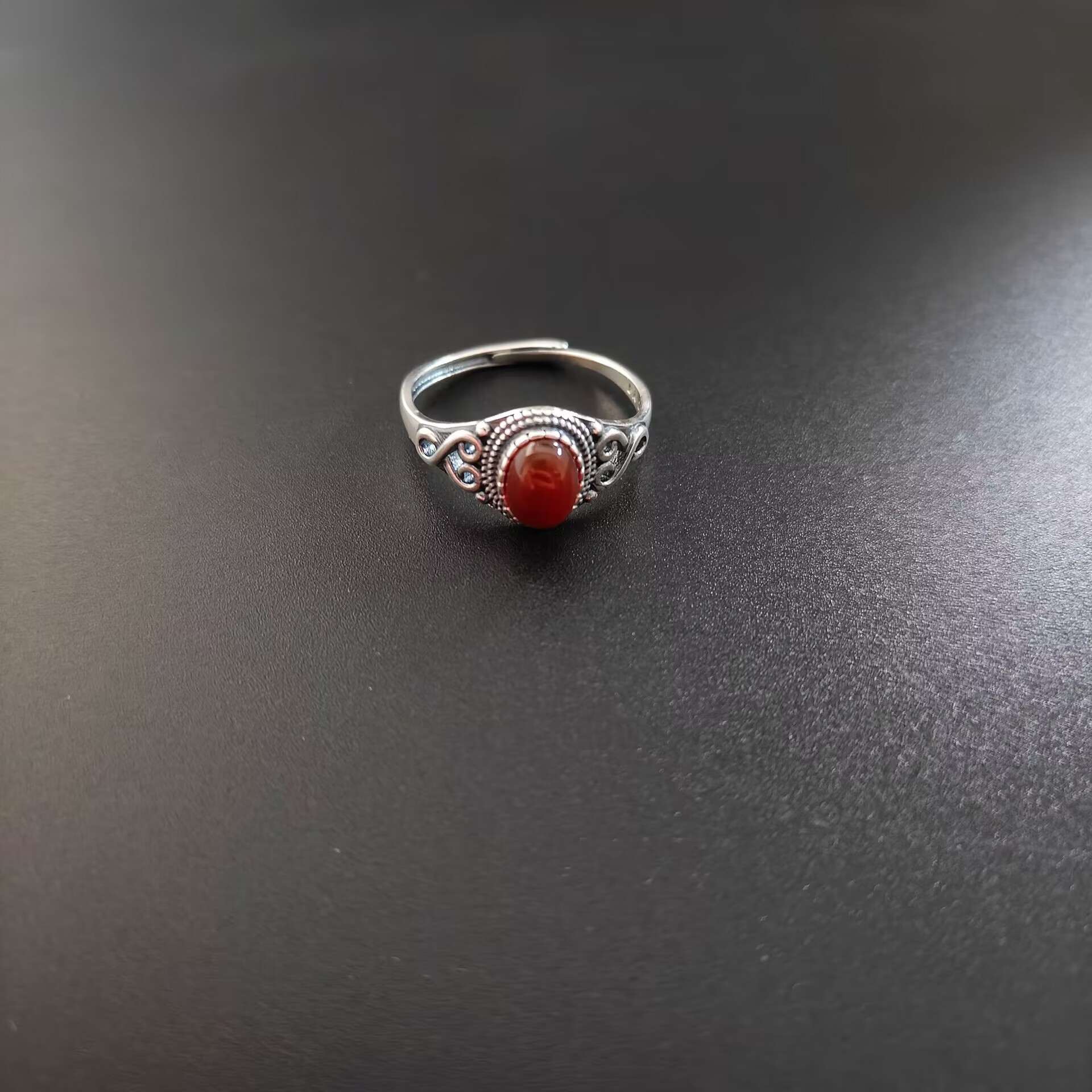 足银银制品 蒙古首饰纯银女士戒指民族风精美气质素款古风中古