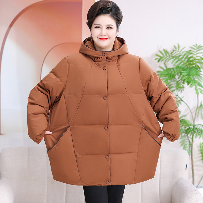 110-220斤特大码妈妈装加厚加肥冬季保暖连帽棉袄中老年女装棉衣
