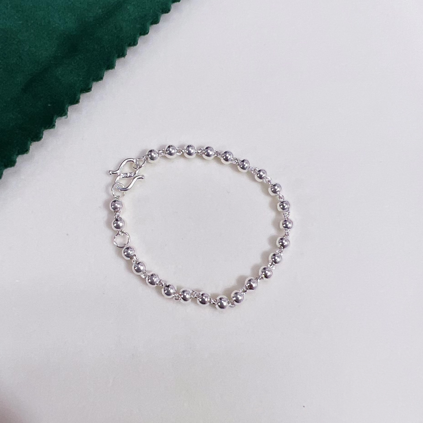 足银手链 【儿童光珠手链4mm】 足银990 A8053 
