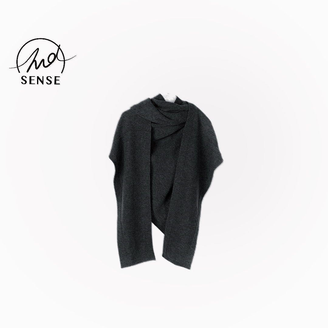2NDSENS【温柔暮色】100%羊毛百搭密码灰色秋冬不规则针织保暖披肩