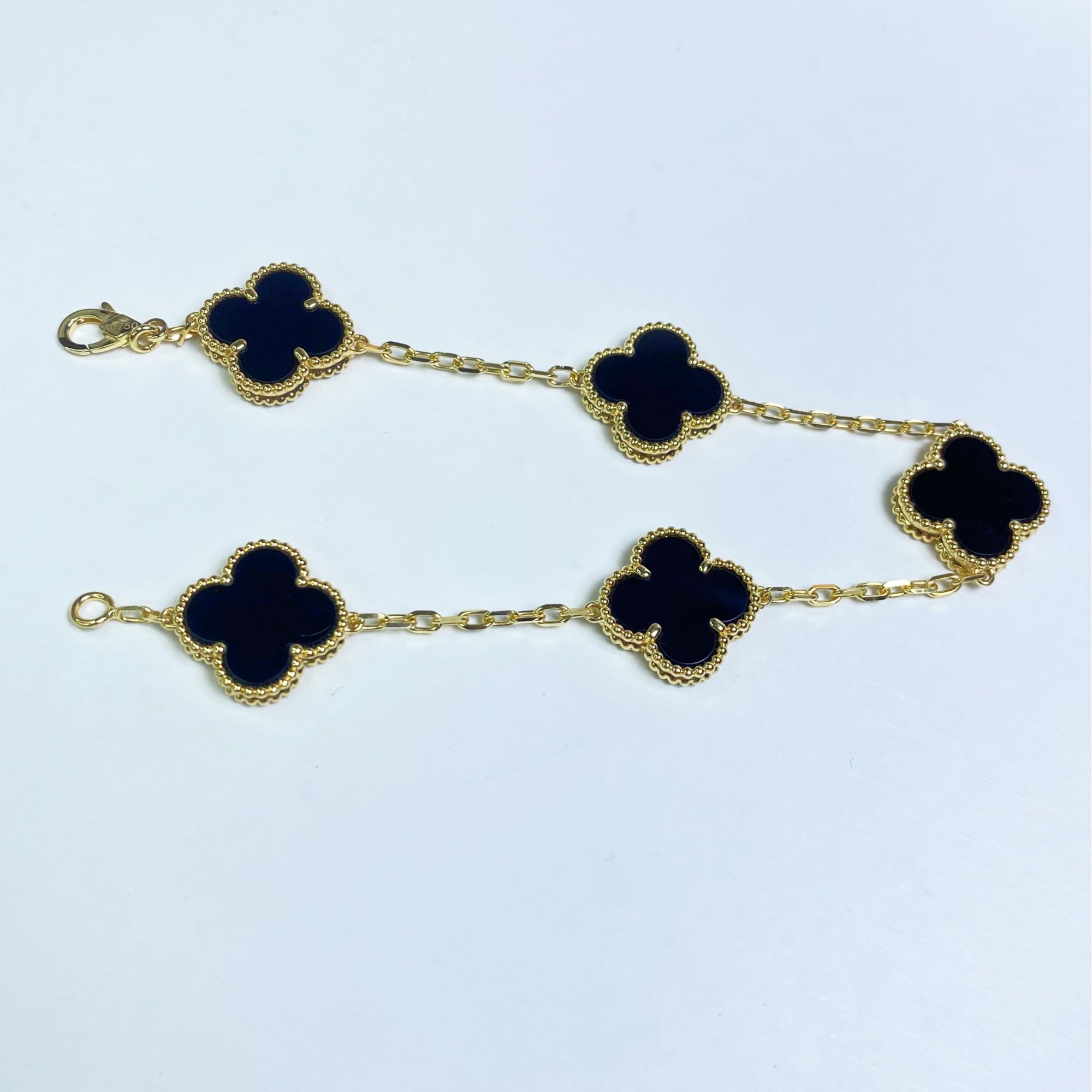 18K黄黑玛瑙15mm四叶草手链