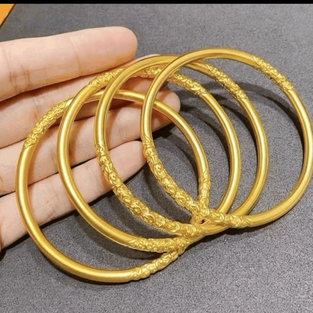 铜合金手镯 《卷草纹》实心花纹精美女款百搭古法简约
