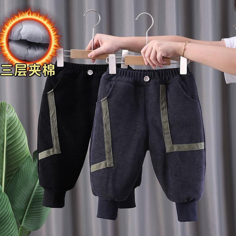 男童冬季棉裤新款儿童一条过冬三层加厚长裤宝宝裤子保暖洋气超厚