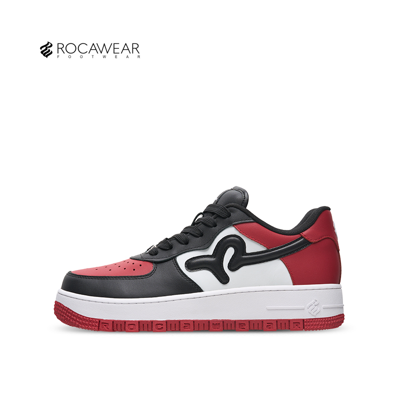 ROCAWEAR/罗卡维尔明星同款板鞋黑红百搭男女情侣百搭增高休闲鞋