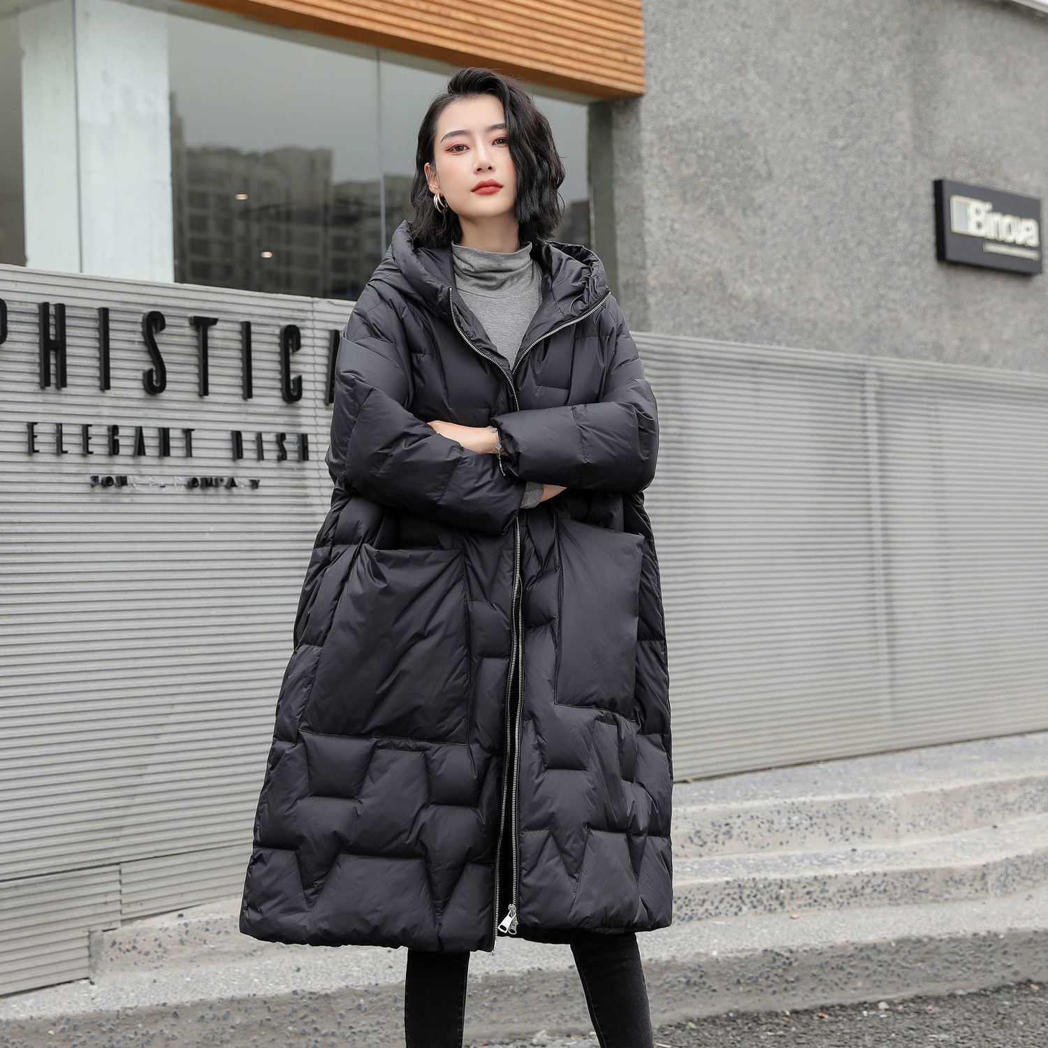 羽绒服女2023年新款中长款爆款时尚洋气秋冬直筒连帽大码宽松韩版