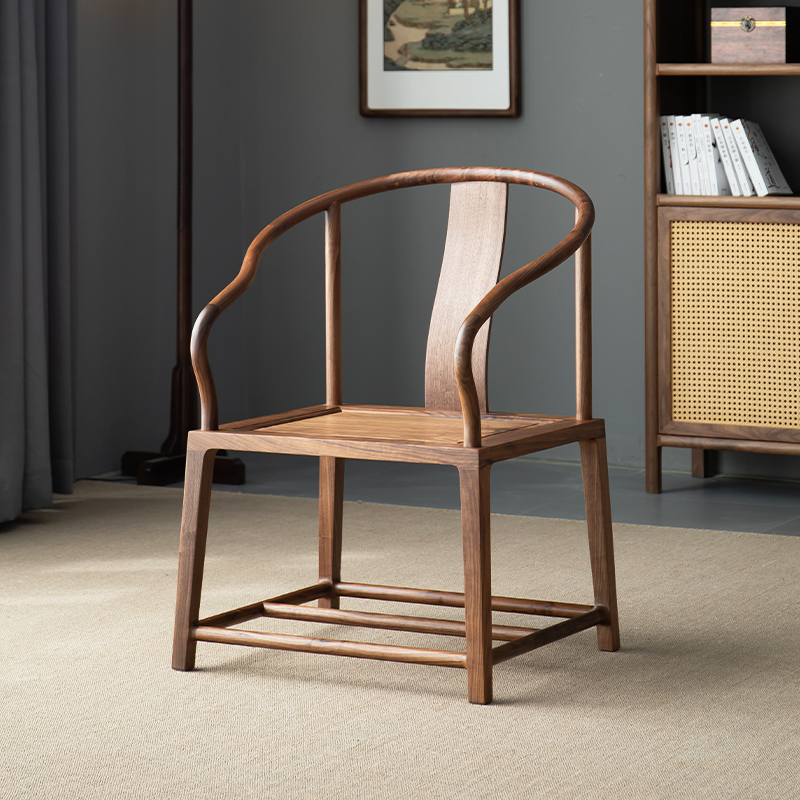 木笙记新中式圈椅三件套实木太师椅中式椅子官帽椅主人椅茶椅围椅