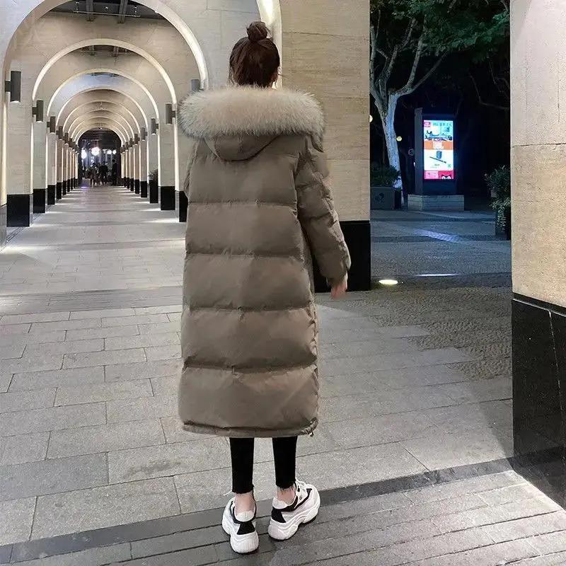 秋季绒羽绒服女中长款2023年新款时尚大毛领爆款过膝加厚冬季外套
