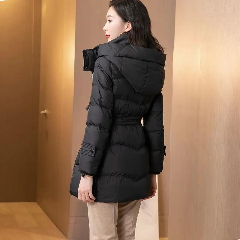 冬季服高端奢华羽绒服2023新款女冬中长款修身收腰小个子防