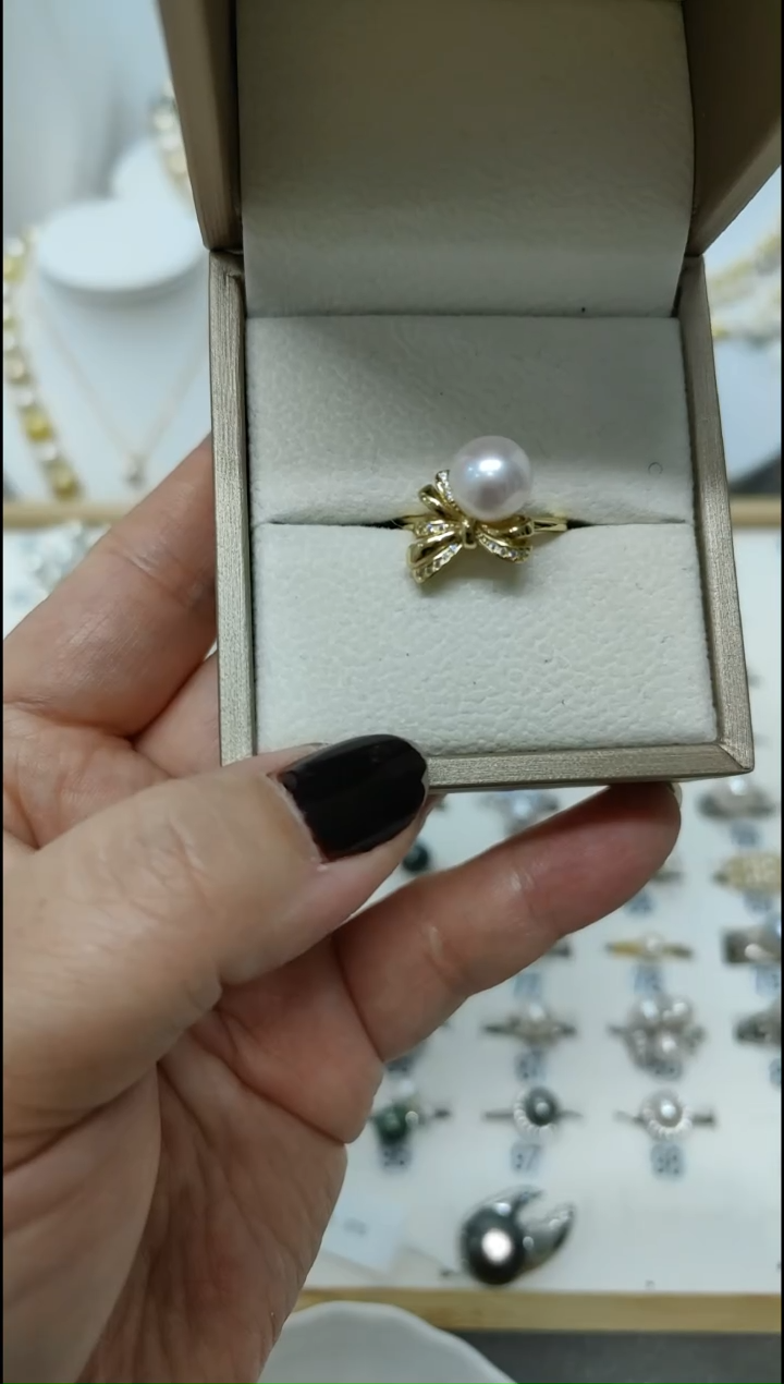 【闪购商品】淡水珍珠戒指银S925镶嵌淡水蝴蝶戒指