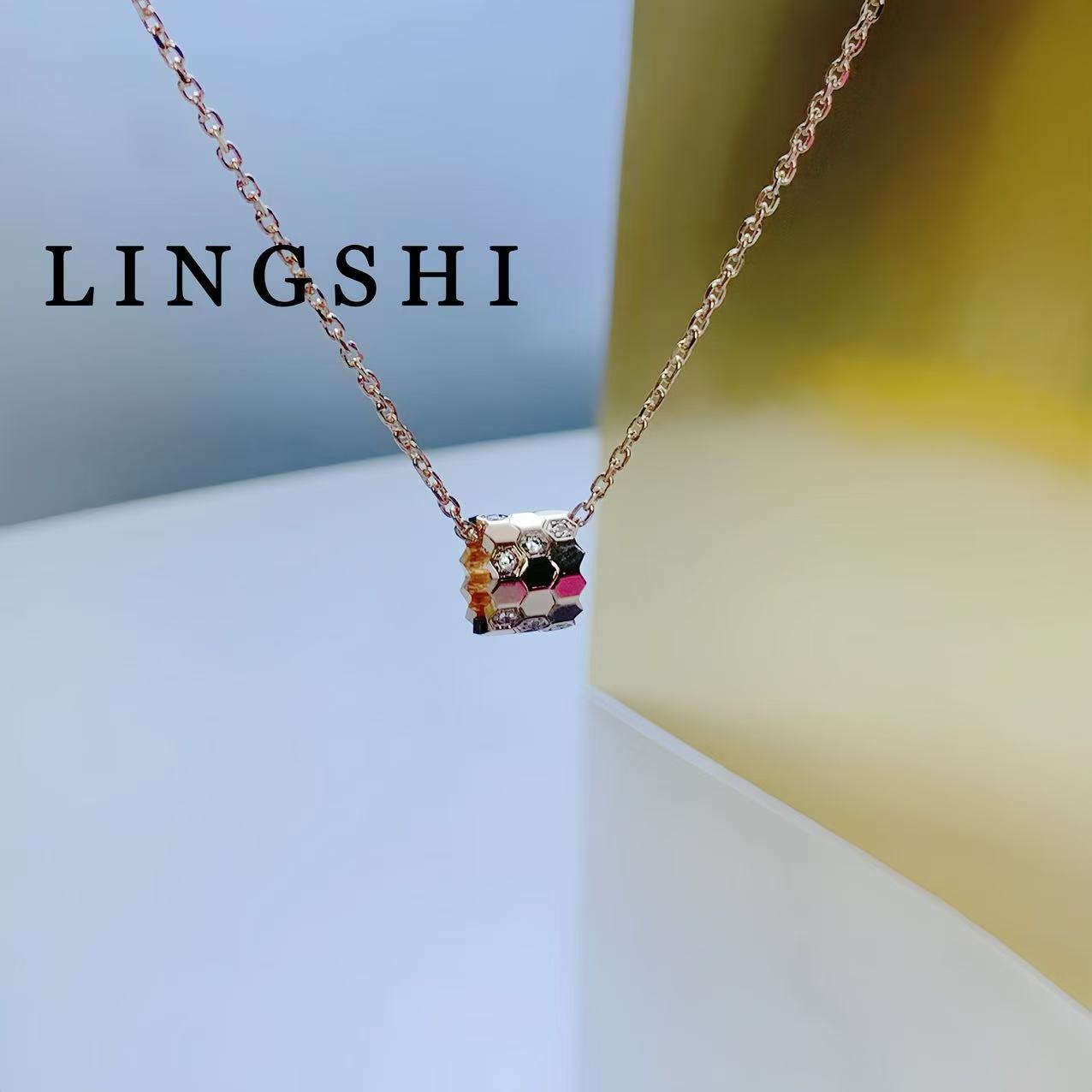 铜合金项链 Z8588-精致百搭蜂巢路路通项链