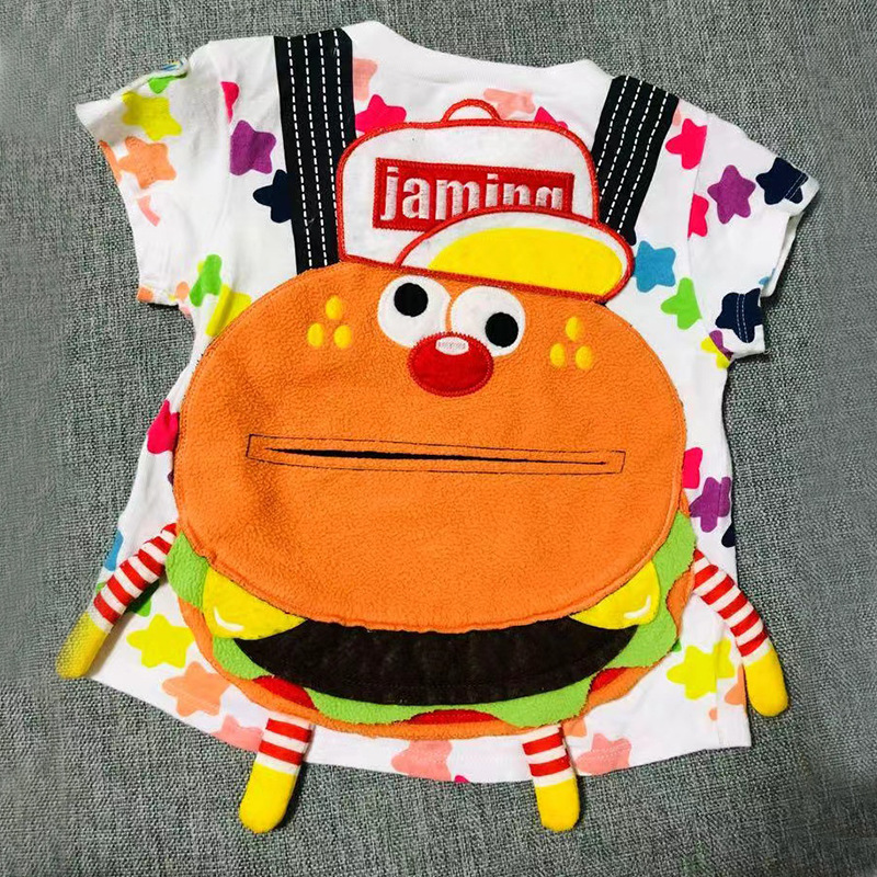 【现货】24夏潮牌高定童装JAM五角星汉堡图案儿童短袖亲子T恤