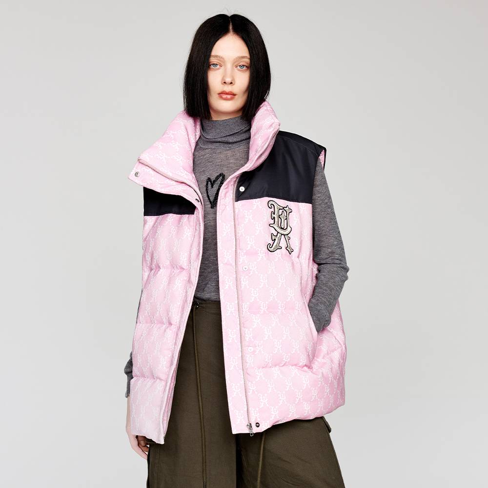 UOOYAA/乌丫冬季经典休闲老花羽绒拼接马甲0481