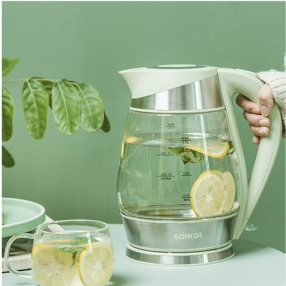 SOIKOI司崎库电热水壶家用玻璃烧水壶自动断电大容量开水壶