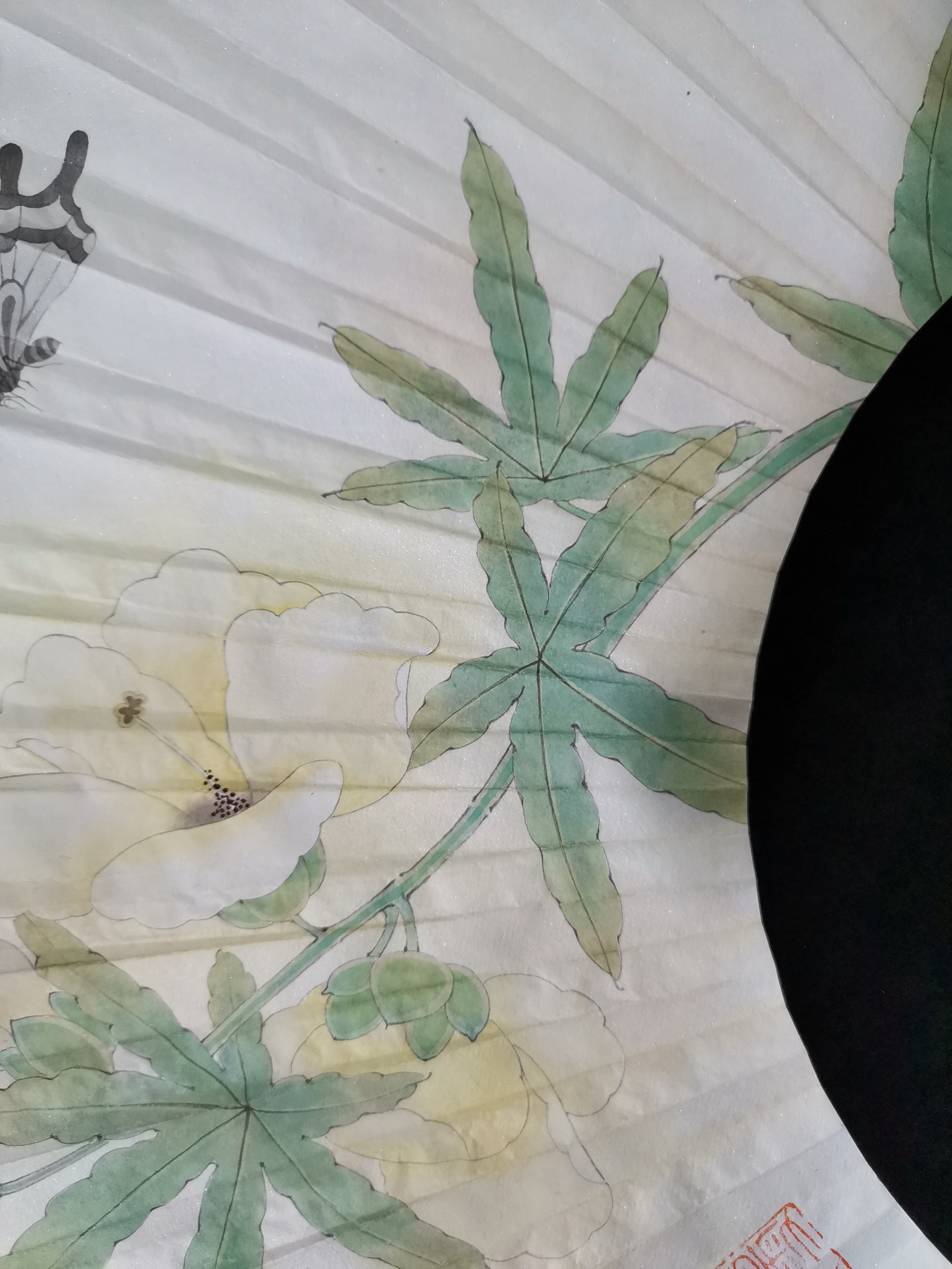 精工手绘工笔画画扇面