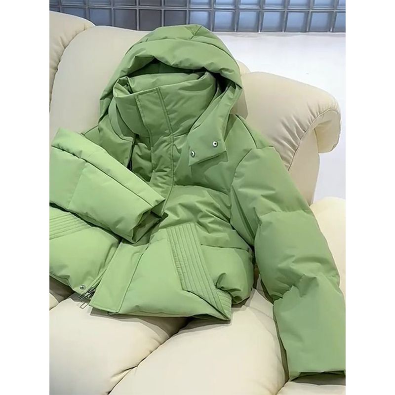2023新款羽绒服棉服今年流行爆款秋冬装高级感超好看绿色服外套小