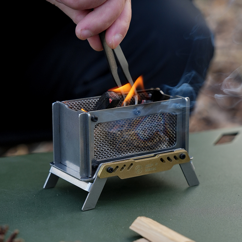 诧祭户外mini户外露营香薰炉线香架便携折叠迷你焚火台烤架柴火炉