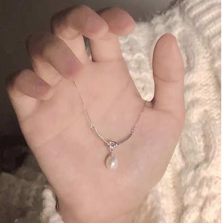 钛钢项链 绳结不掉色锁骨链气质简约百搭仿珍珠吊坠蝴蝶结饰品