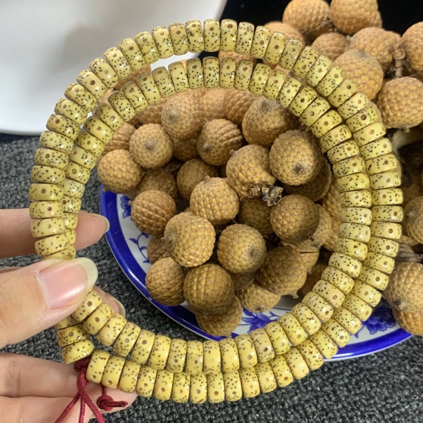 海南原生态星月菩提藏式直切药片108颗文玩手串纯手工油性精选