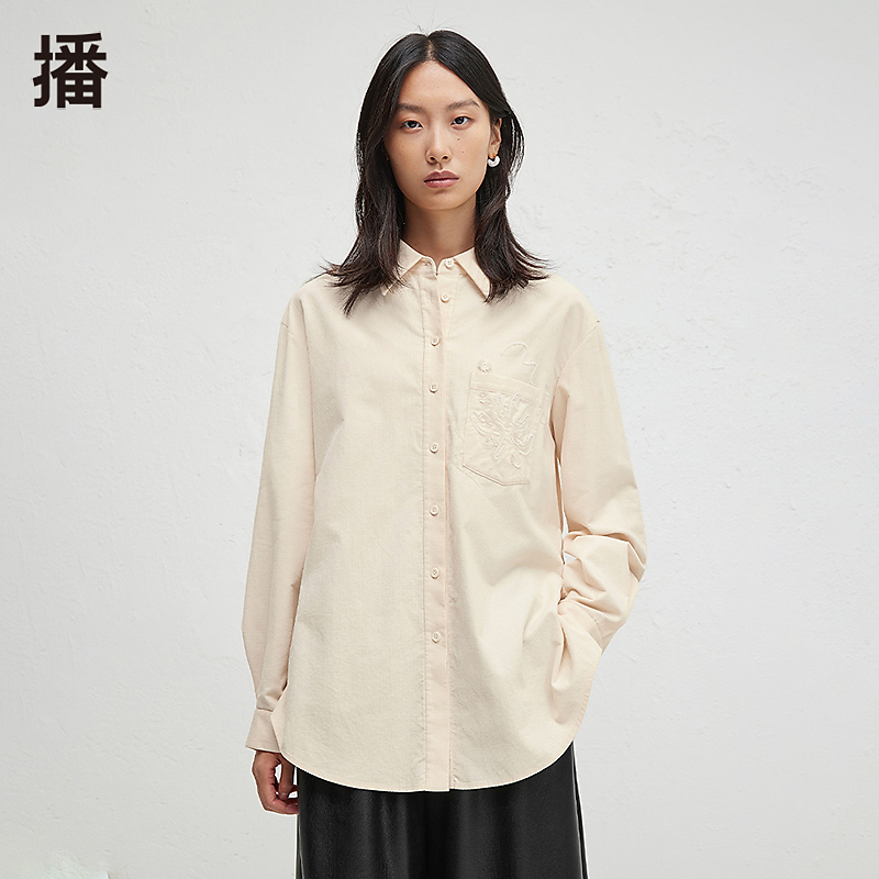 播时尚简约外翻衬衫领衬衫BDR3CD1713