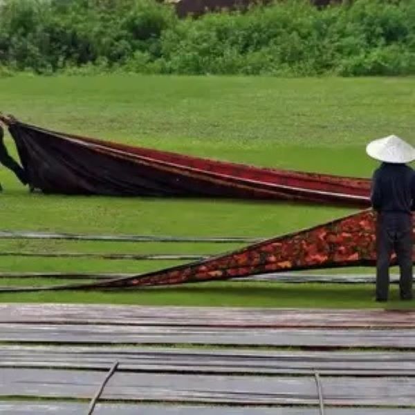 4号 墨池桑蚕丝手绘香云纱红云纱古法老料面料直播专用下单链接