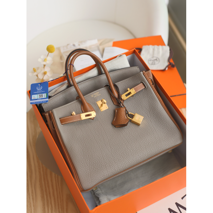 99新 Hermes/爱马仕 Birkin25U刻TOGO皮金棕银河金扣小众女包my