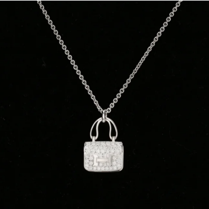 全新未使用 Hermes/爱马仕 爱马仕18K白金项链 链长40cm