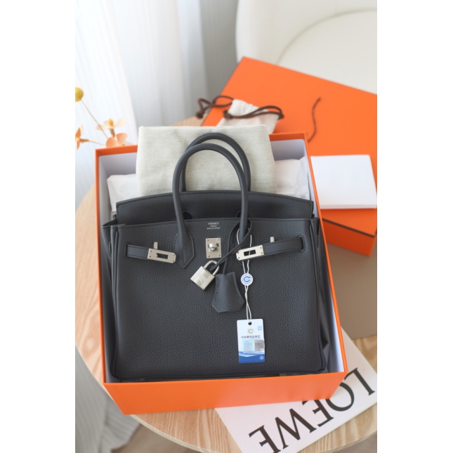 全新未使用  爱马仕Birkin25D刻 TOGO皮 黑色 银扣女包订金