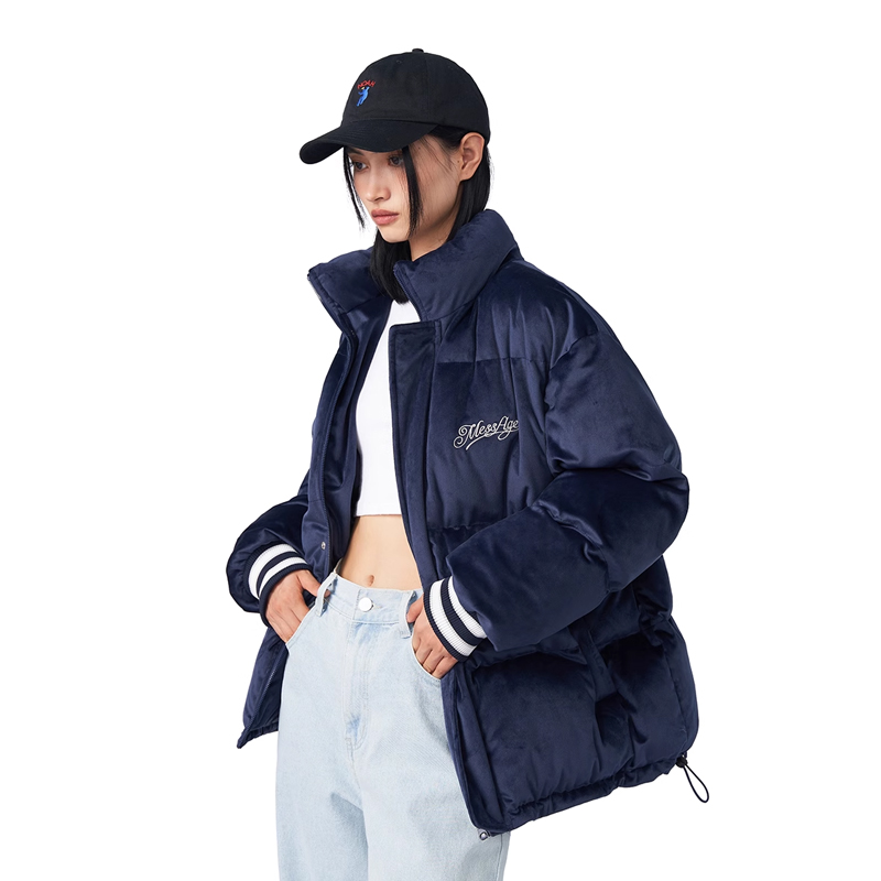 Mess Age Lab美式休闲复古街头丝绒面包棉服复古潮流休闲情侣外套
