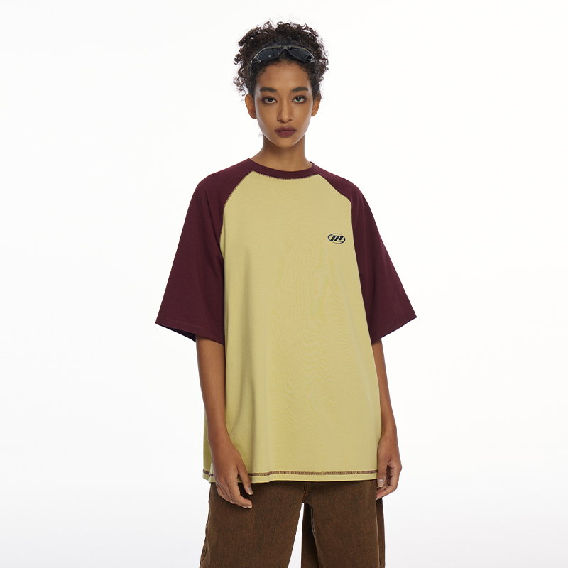 Mess Age Lab美式复古休闲短袖插肩哈苏线设计感潮流上衣宽松百搭