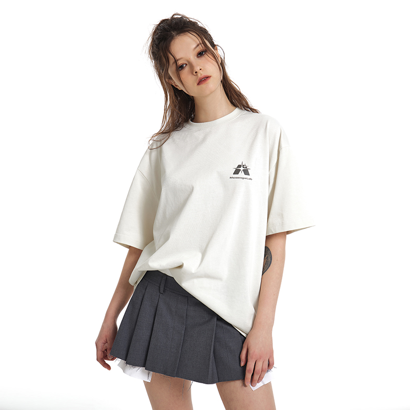 Mess Age Lab美式街头运动撞色复古休闲印花宽松短袖潮流夏季T恤