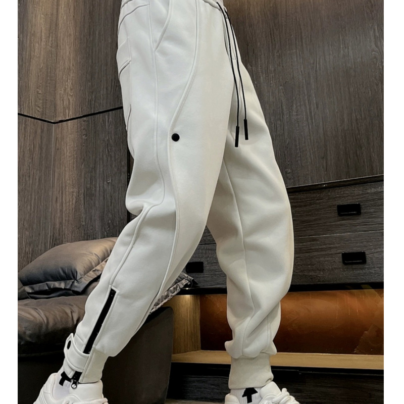 时尚轻奢秋冬潮牌裤腿拉链卫裤加厚百搭宽松简约扣子设计束脚