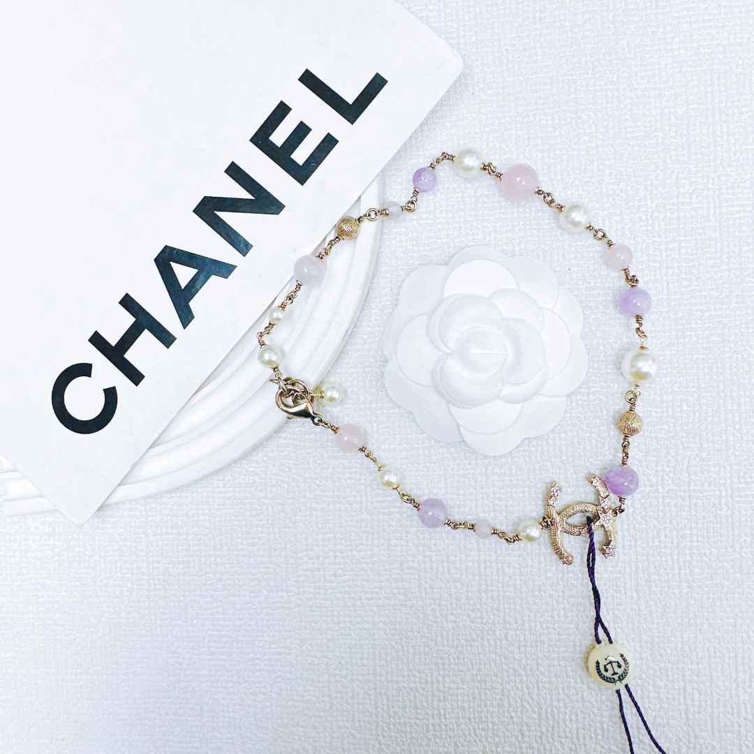 95新 Chanel/香奈儿 柚礼中古/香奈儿粉紫色琉璃珍珠项链lz411050