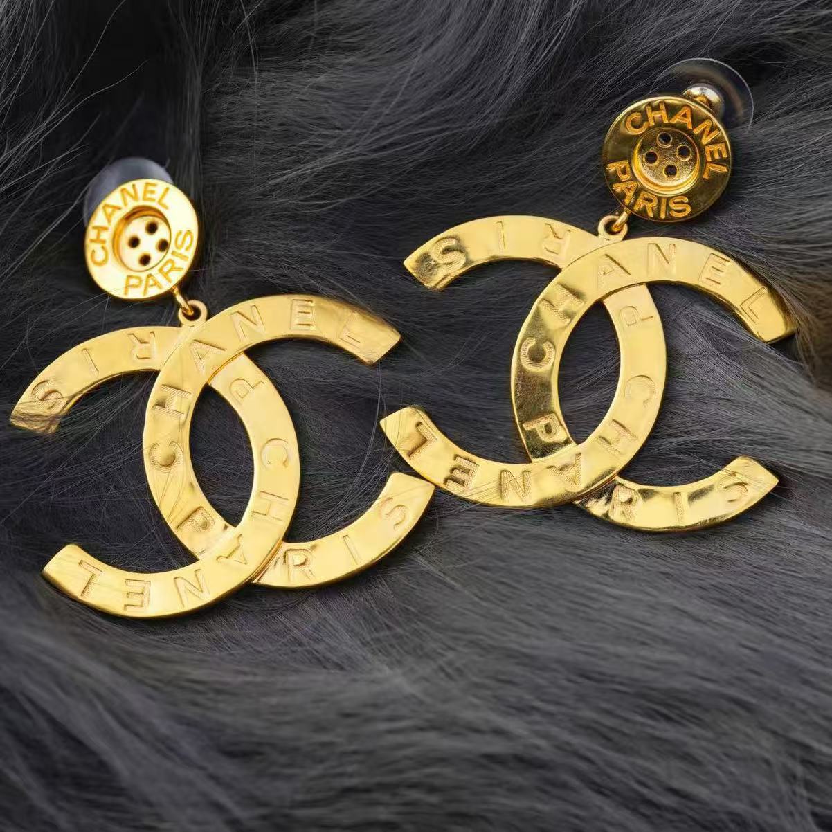 95新 Chanel/香奈儿 柚礼中古/香奈儿纽扣耳钉JXP