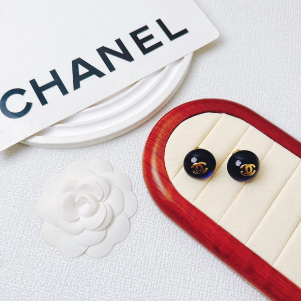 95新 Chanel/香奈儿 柚礼中古/香奈儿蓝琉璃小胖丁耳夹LE501027