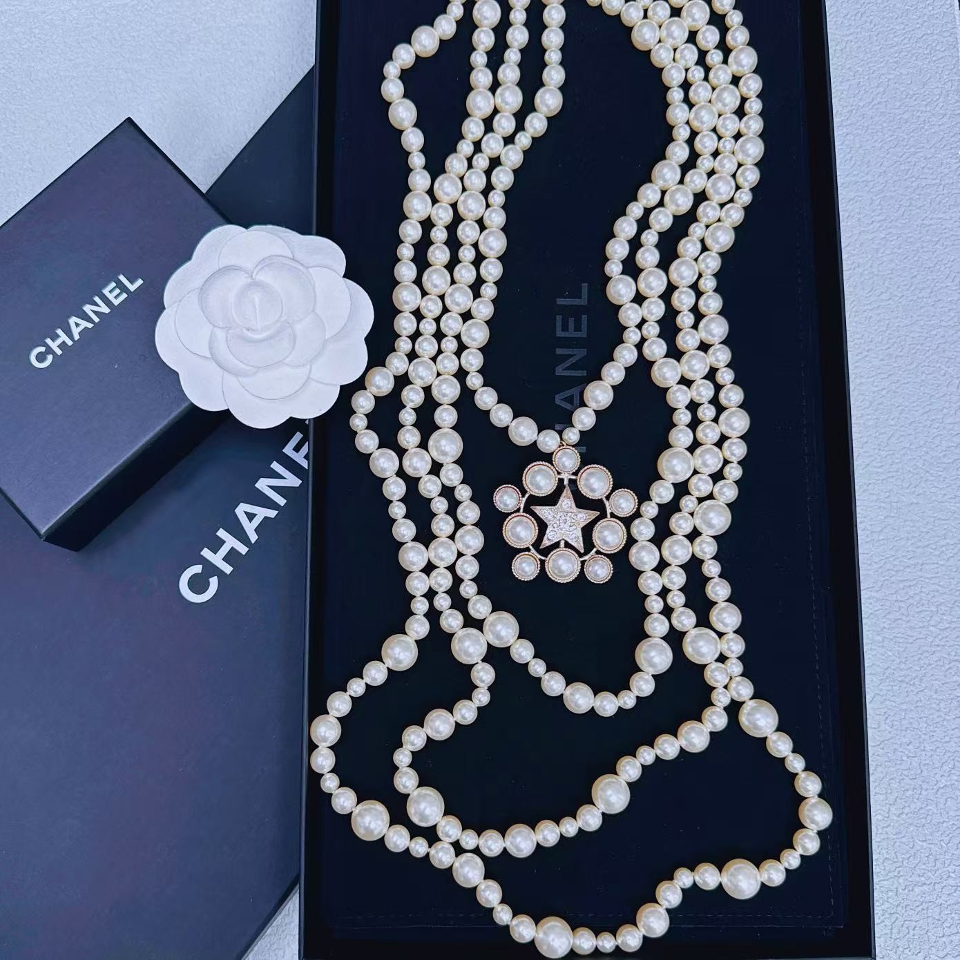 95新 Chanel/香奈儿 柚礼中古/香奈儿五芒星多层珍珠项链LZ408795
