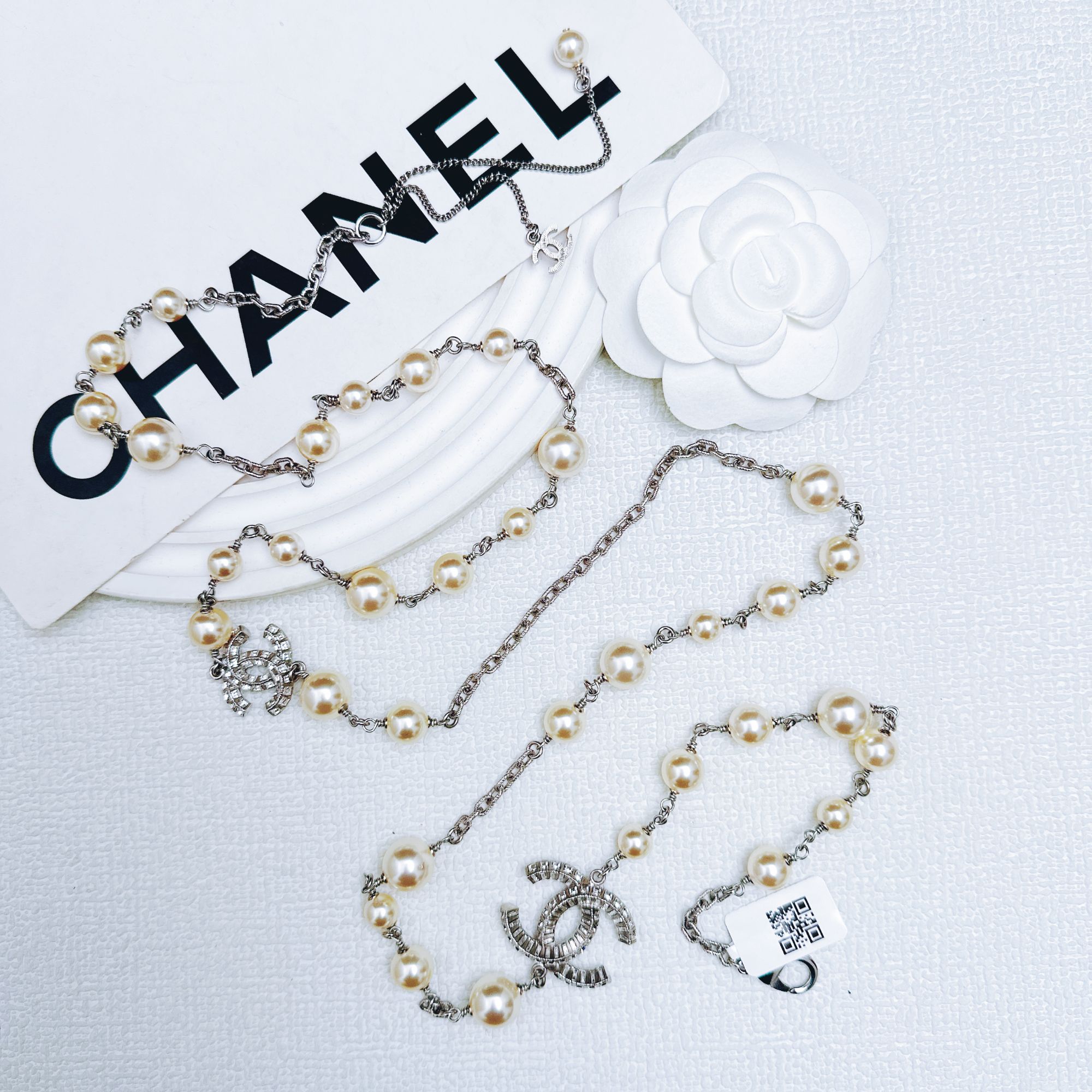 95新 Chanel/香奈儿 柚礼中古/珍珠双C项链LZ411080，lz409673