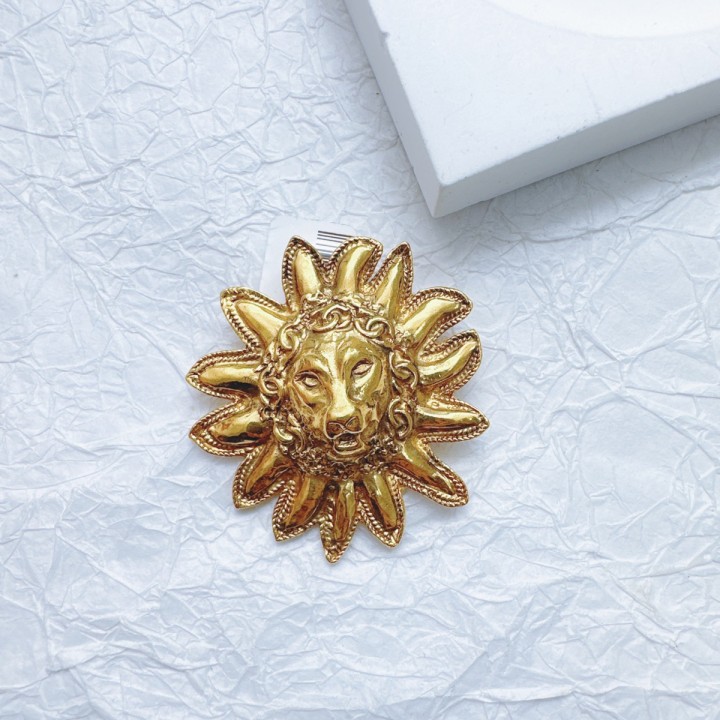 95新 Chanel/香奈儿 柚礼中古/香奈儿素金狮子胸针CG404080