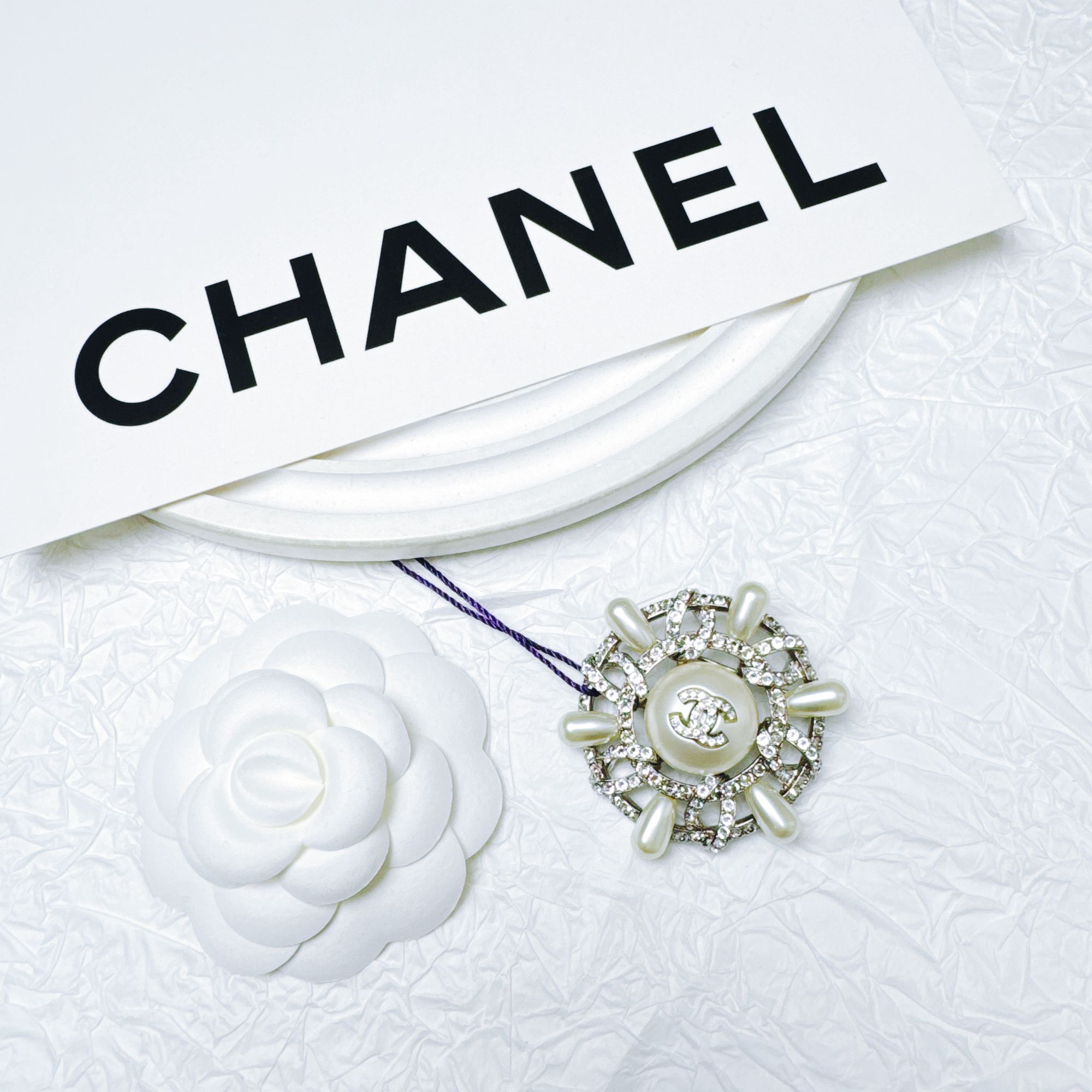 95新 Chanel/香奈儿 柚礼中古/香奈汉堡双C珍珠胸针NG411004