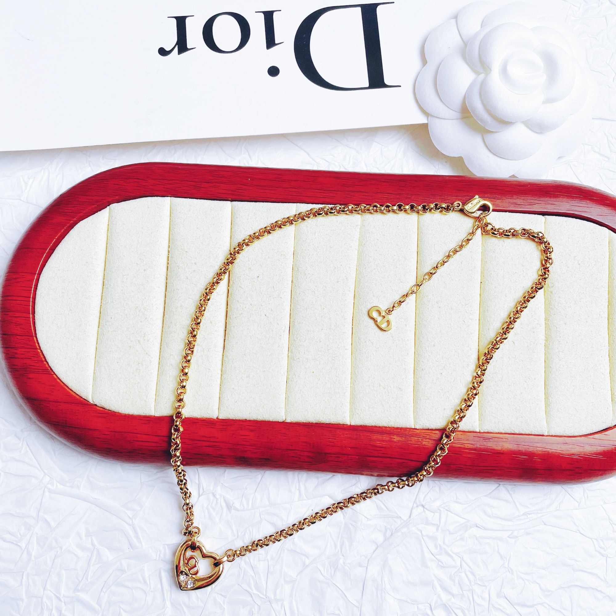 95新 DIOR/迪奥 柚礼中古/迪奥桃心素金项链LZ412188