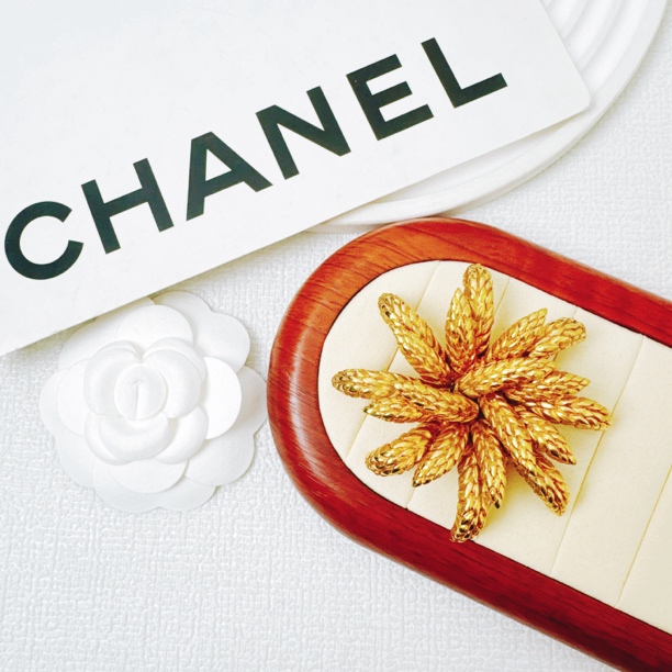 95新 Chanel/香奈儿 柚礼中古/香奈儿素金麦穗胸针lk410036