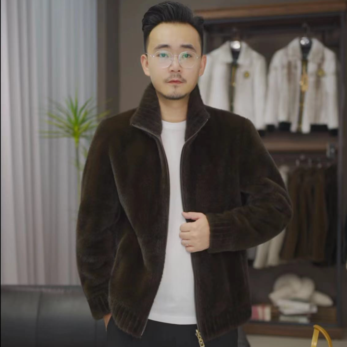 双面休闲男士商务夹克秋冬保暖男装外套潮流毛呢大衣加厚立翻领