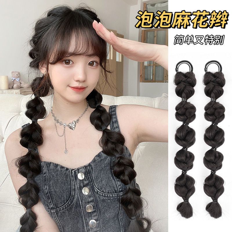 假发女马尾泡泡麻花长辫绑带式拳击假辫子仿真双马尾灯笼脏辫假发