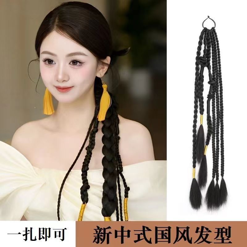 金线辫两股扭扭辫麻花辫马尾假发新中式辫子新娘发型影楼摄影时尚