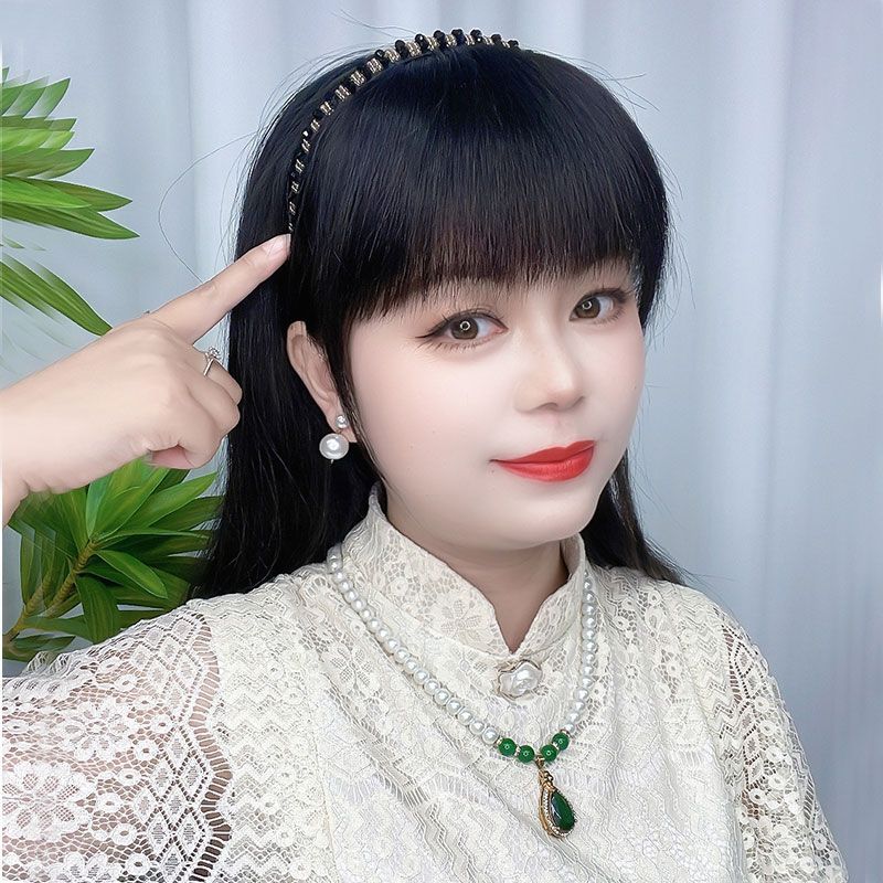 假发女片头顶水钻发箍刘海一体自然前额遮白发增发量头顶补发气质