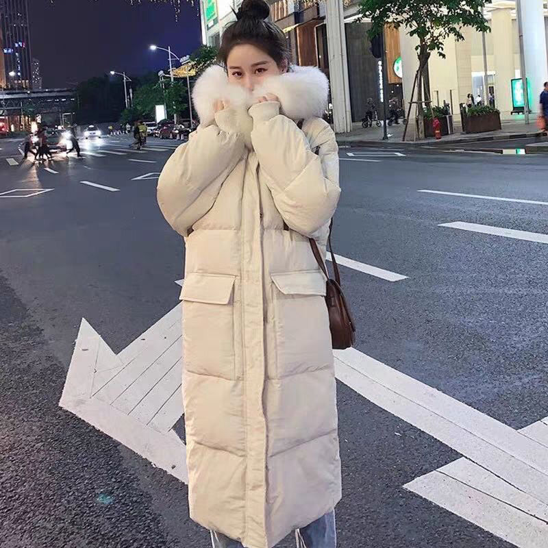波司豋过膝羽绒服服女2022新款韩版宽松加厚面包服棉衣女中长款冬