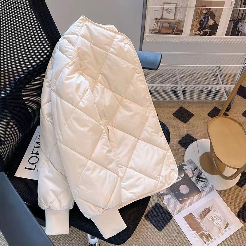 波司豋轻薄羽绒服服女2023新款韩版百搭轻薄菱形格纹女棉袄外穿保