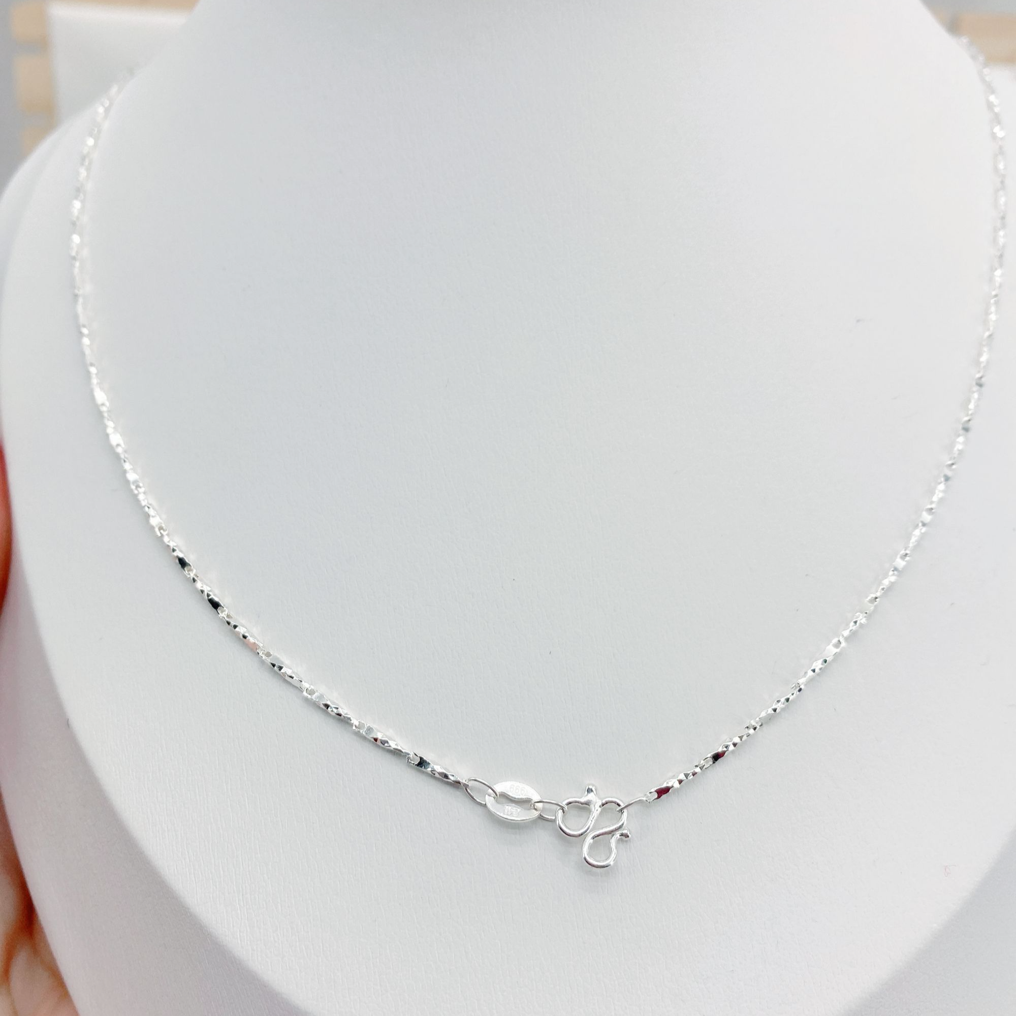 链子足银 足银999实心车花新款满天星项链