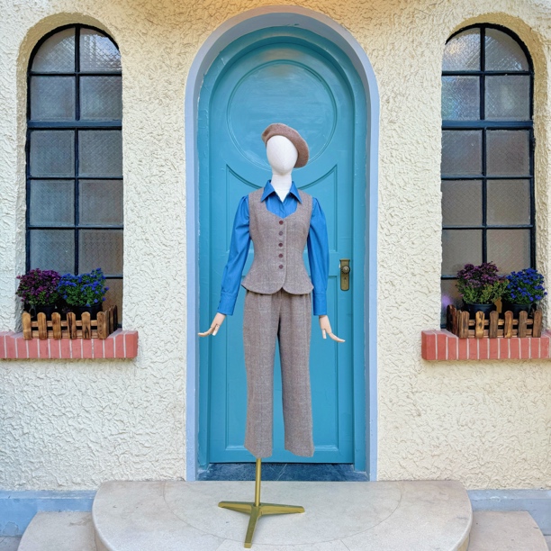 YIWEN CAO设计师原创复古格子直筒九分裤