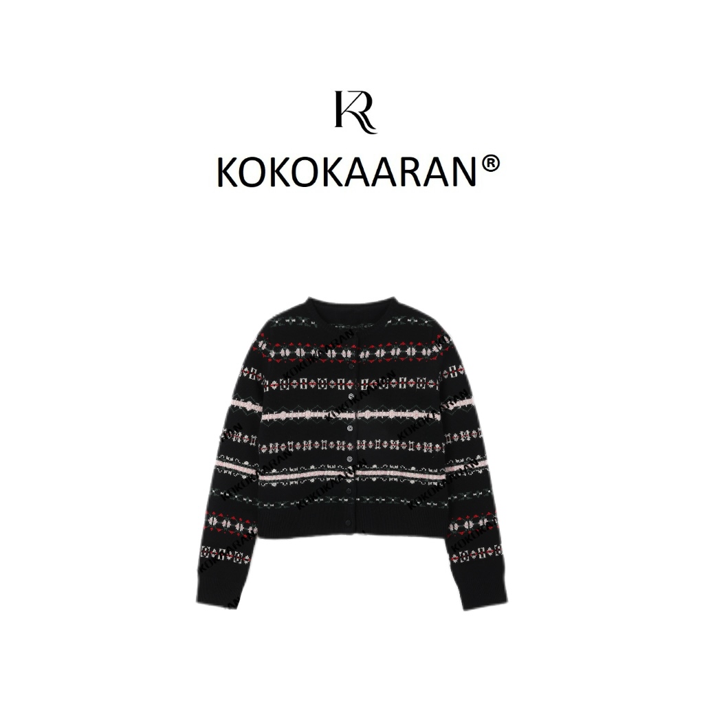 kokokaaran/可可咔伦“冰岛费尔岛”羊毛混纺单排扣羊毛衫SH24849